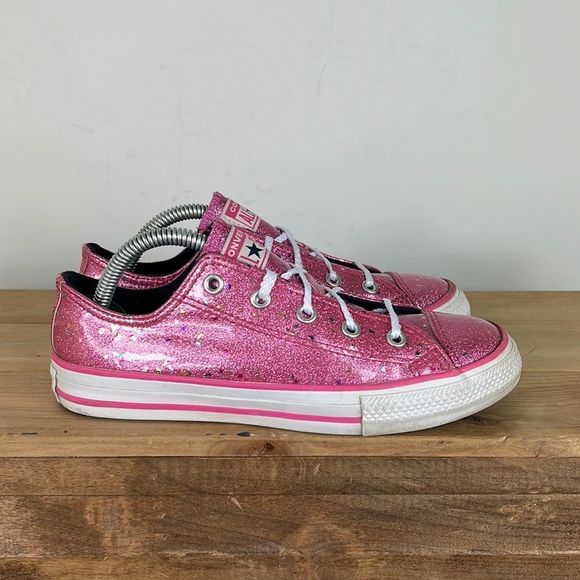 Converse Other - Converse pink glitter white classic low all star chuck Taylor kids size 2.5